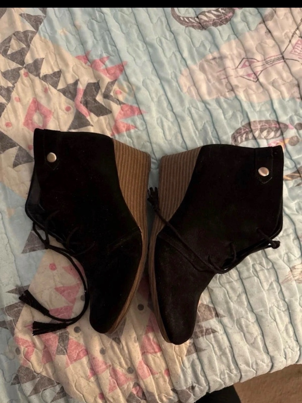 Dr. Scholl's Black Suede Wedge Ankle Boots